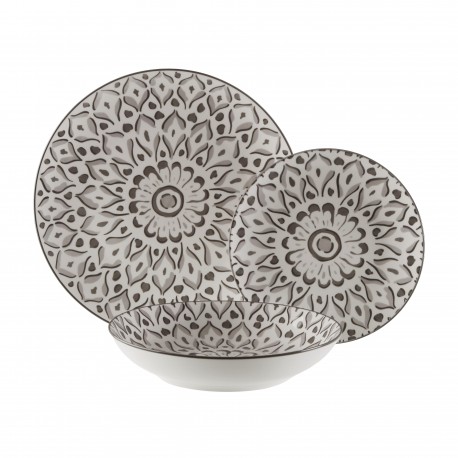 [22590053] Vajilla 18 piezas Lola gris