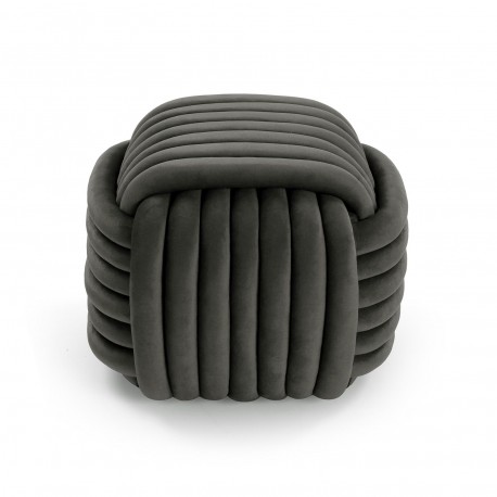 Puf cuadrado gris oscuro Knot